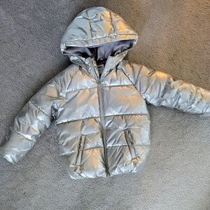 Toddler Silver Metallic Puffer Coat